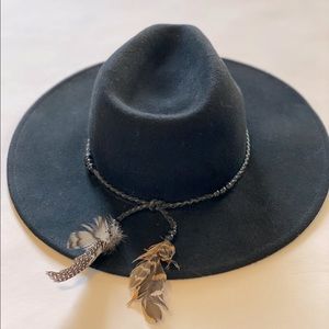 Free People boho hat- black, adjustable